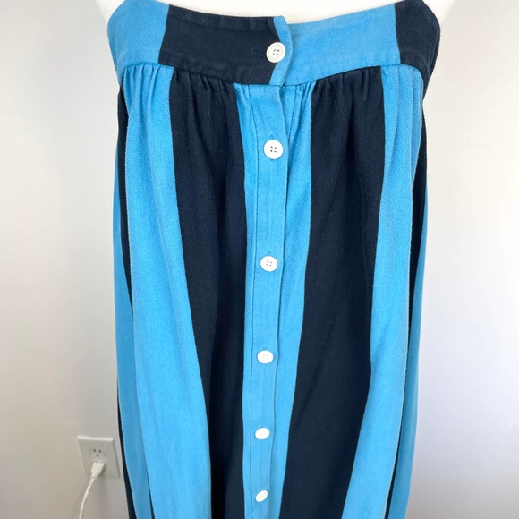 M.D.S. Stripes Striped Button Front Maxi Dress In Blue Size Medium - Picture 6 of 16